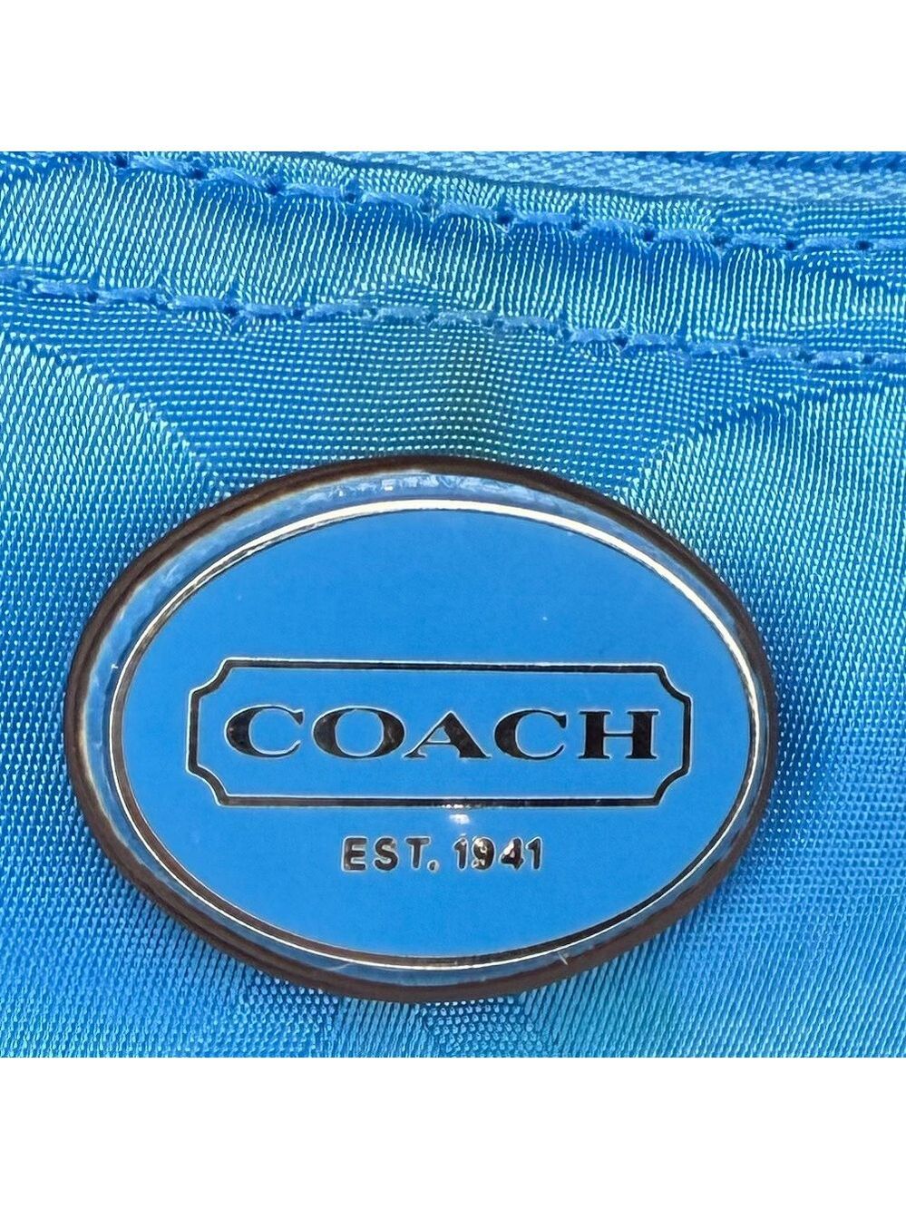 COACH GETAWAY SIGNATURE NYLON PACKABLE WEEKENDER BAG TOTE & POUCH BLUE F77321 - Picture 16 of 16